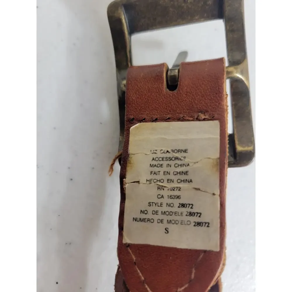 Liz Claiborne Braided Woven Belt Brown Leather Adjustable Women's‎ Size Small